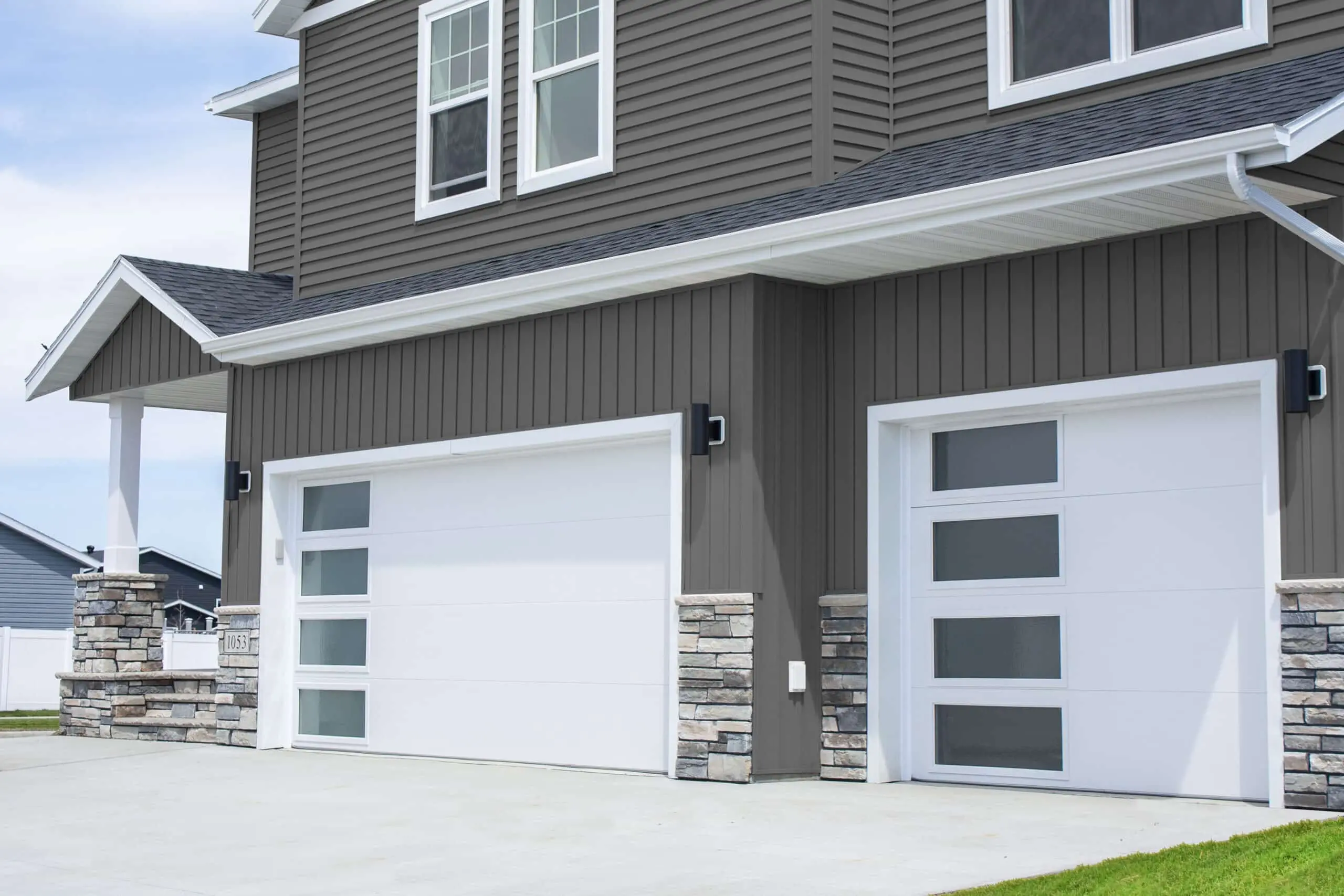Modern flush panel garage door
